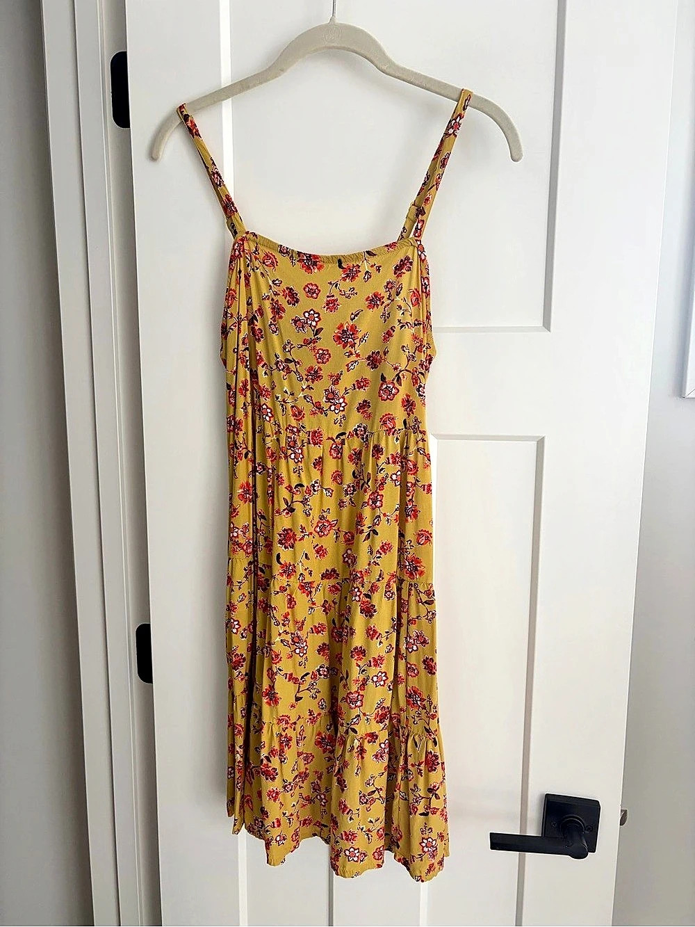 Old Navy Floral Mini Dress in Yellow & Red Size Small Like New